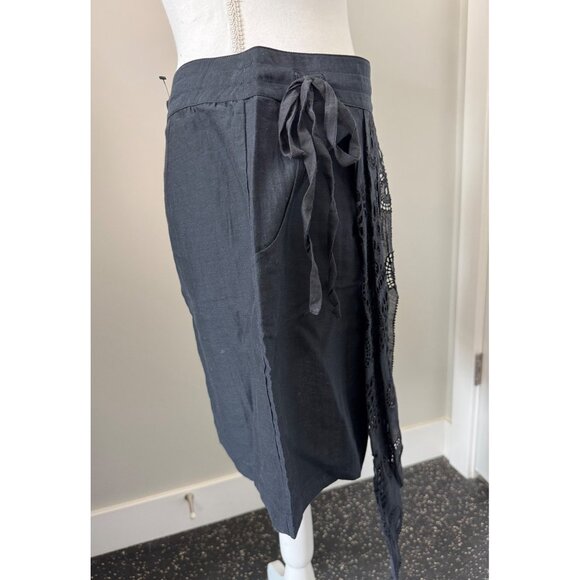 Asymmetrical Black Skirt With Eyelet Lace By Leifnotes Anthropologie Size 8 - Picture 8 of 15